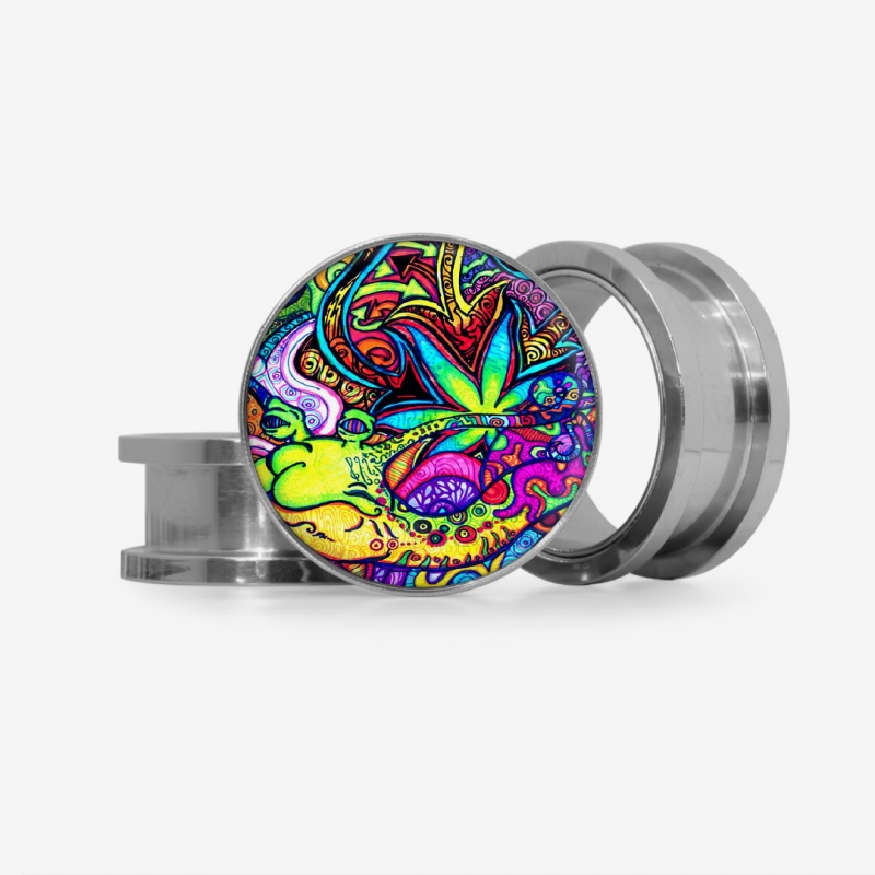 Plug  Uma Folha Colorida - Base Selecionável - Psicodélico