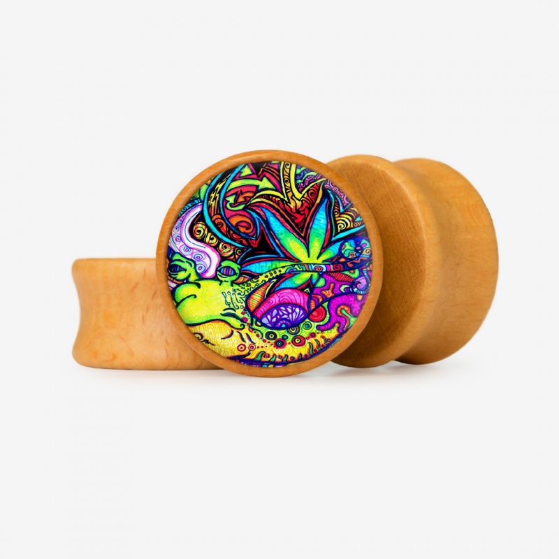 Plug Uma Folha Colorida com Base Selecionável - Psicodélico