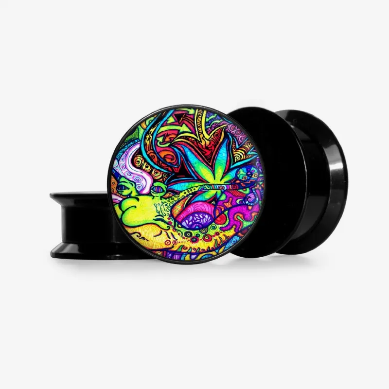 Plug  Uma Folha Colorida - Base Selecionável - Psicodélico