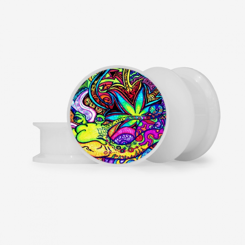 Plug  Uma Folha Colorida - Base Selecionável - Psicodélico