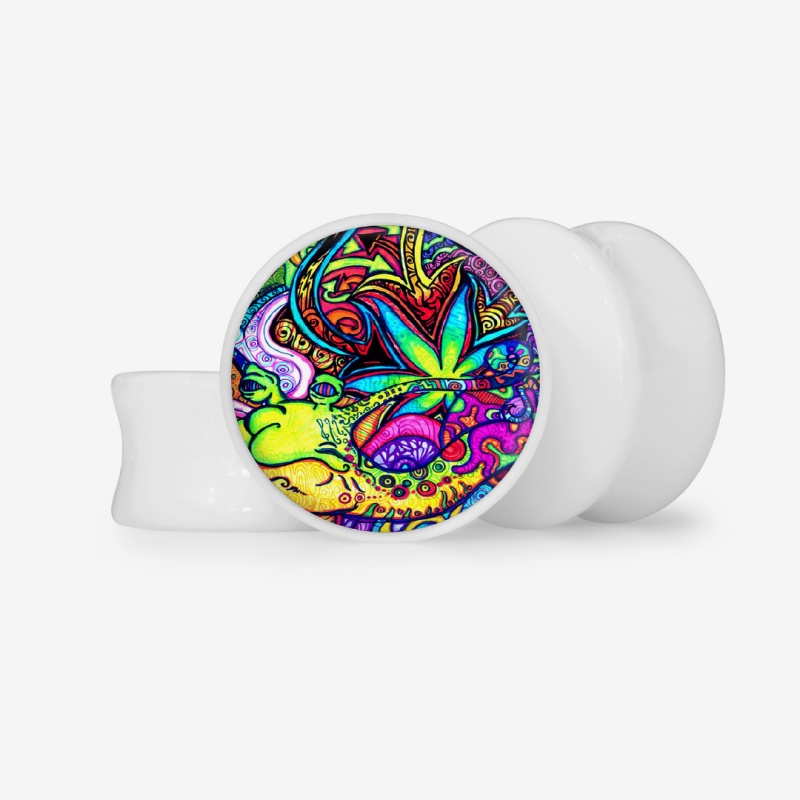 Plug  Uma Folha Colorida - Base Selecionável - Psicodélico