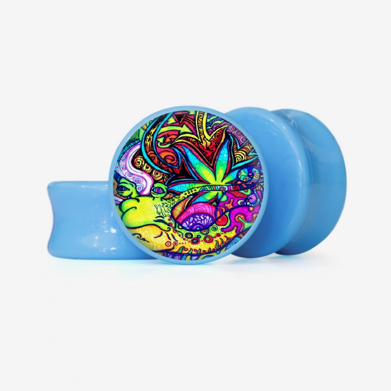 Plug  Uma Folha Colorida - Base Selecionável - Psicodélico