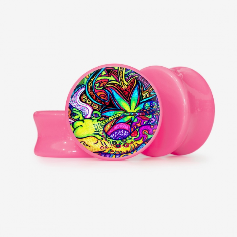 Plug  Uma Folha Colorida - Base Selecionável - Psicodélico