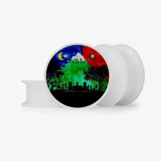 Plug Festa Rave com estampa psicodélica e Base Selecionável