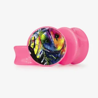 Plug Coruja Cósmica - Base Selecionável - Psicodélico