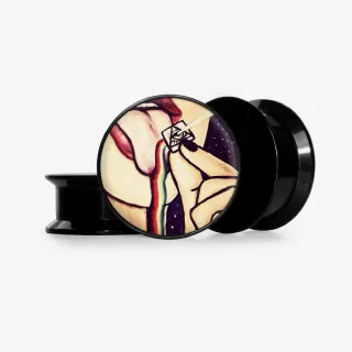 Plug Espectro Lisérgico com estampa psicodélica colorida e base personalizada