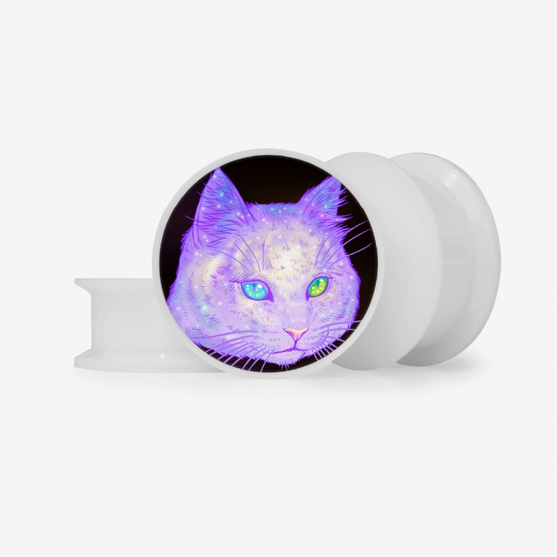 Plug Gato Galáctico com Base Selecionável efeito Psicodélico