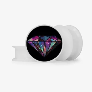 Plug Diamante Galáctico Base roxo com efeito espacial e design de diamante