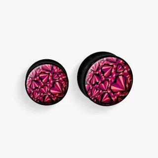 Plug de Acrílico Colorido - Estampa Coração - Acrílico