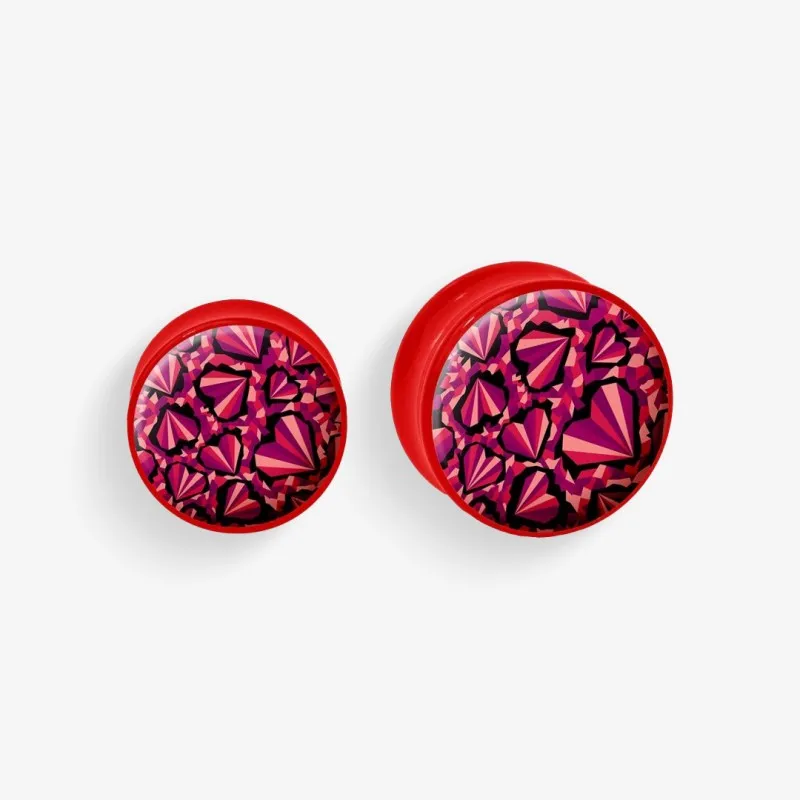 Plug de Acrílico Colorido - Estampa Coração - Acrílico