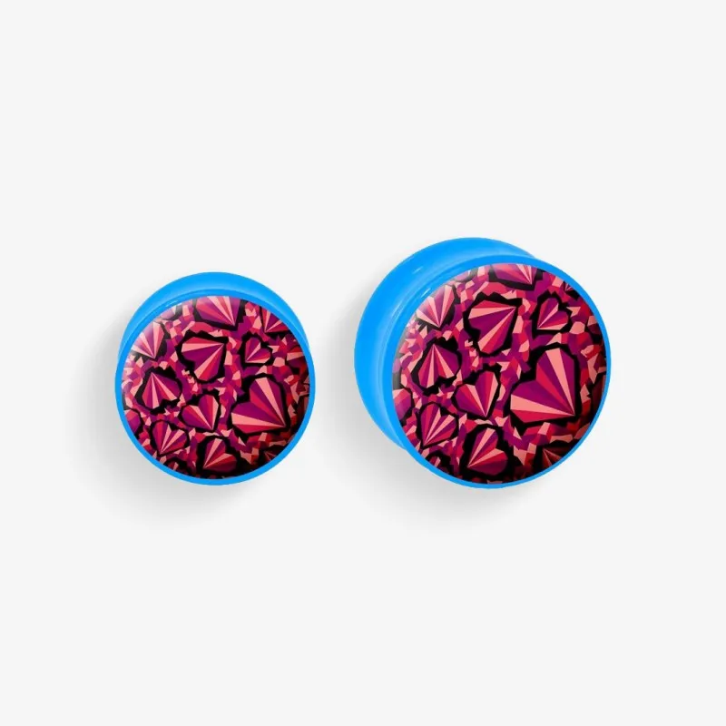 Plug de Acrílico Colorido - Estampa Coração - Acrílico