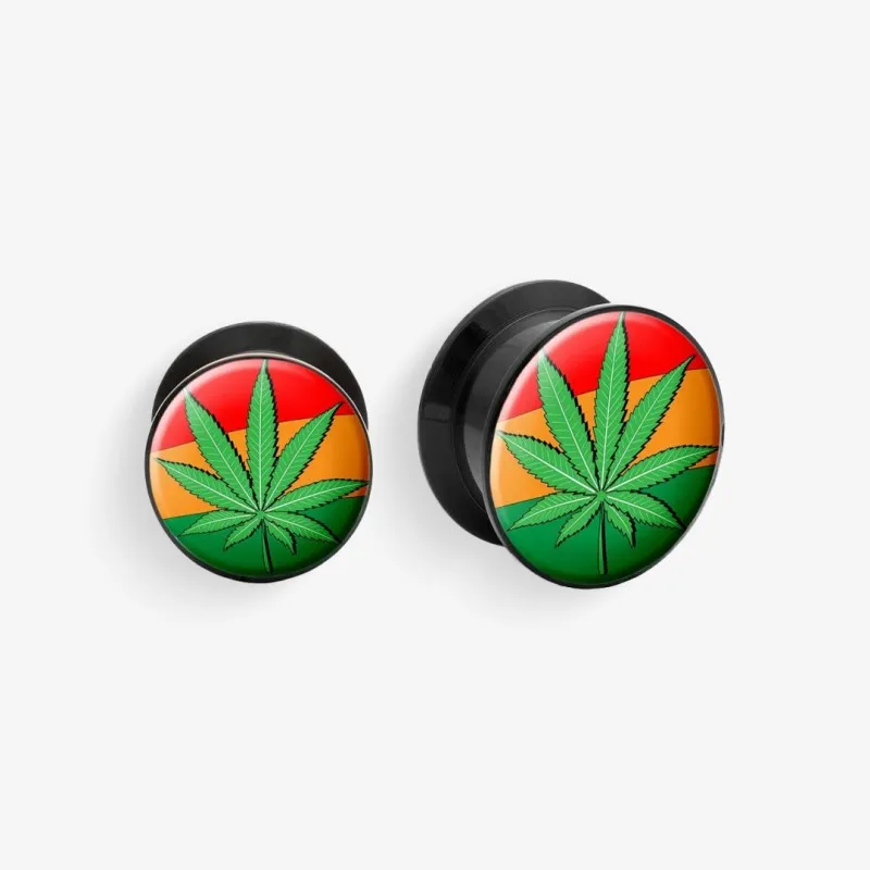 Plug de Acrílico com Rosca - Erva e Reggae - Acrílico
