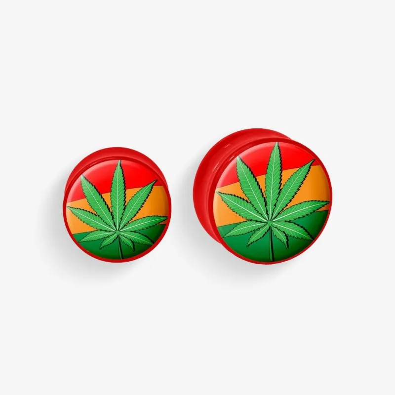 Plug de Acrílico Colorido - Erva e Reggae - Acrílico