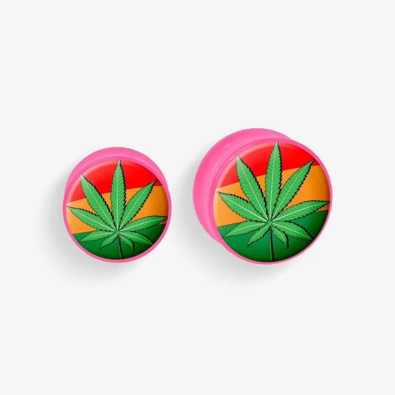 Plug de Acrílico Colorido - Erva e Reggae - Acrílico