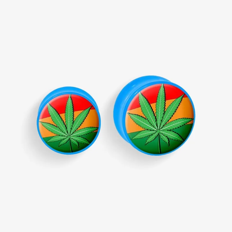 Plug de Acrílico Colorido - Erva e Reggae - Acrílico