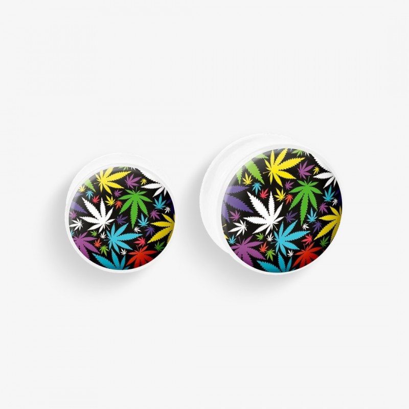 Plug de Acrílico Colorido - Estampa da Erva - Acrílico