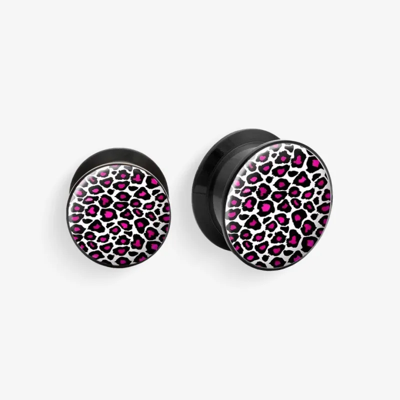 Plug de Acrílico com Rosca - Onça Rosa - Acrílico