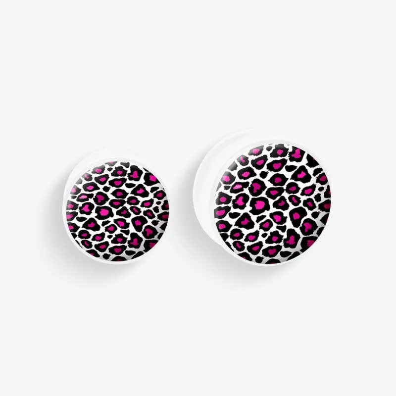 Plug de Acrílico Colorido - Onça Rosa - Acrílico