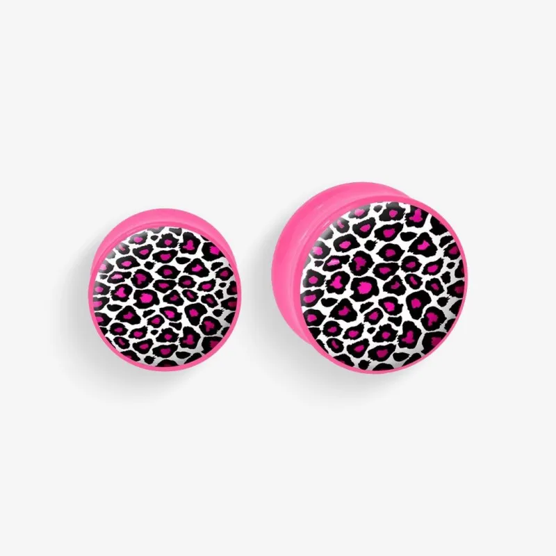 Plug de Acrílico Colorido - Onça Rosa - Acrílico