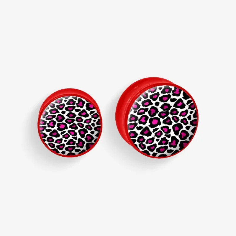 Plug de Acrílico Colorido - Onça Rosa - Acrílico