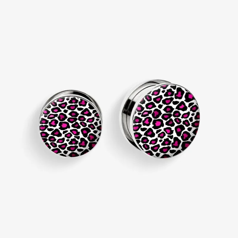 Plug de Aço Cirúrgico com Rosca - Onça Rosa - Aço cirúrgico