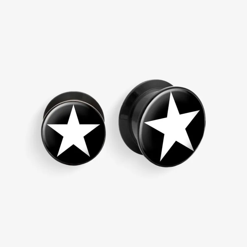 Plug de Acrílico com Rosca - Estrela Branca - Acrílico