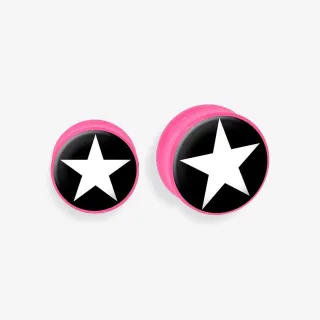 Plug de Acrílico Colorido - Estrela Branca - Acrílico