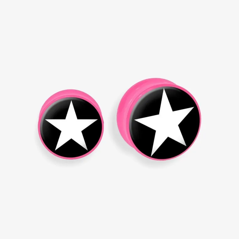 Plug de Acrílico Colorido - Estrela Branca - Acrílico