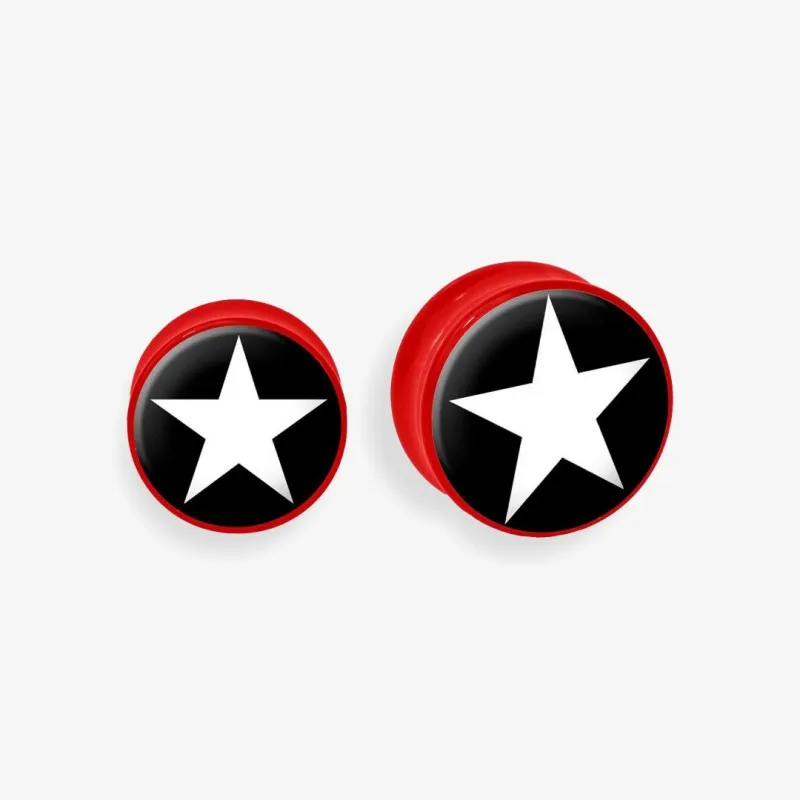 Plug de Acrílico Colorido - Estrela Branca - Acrílico