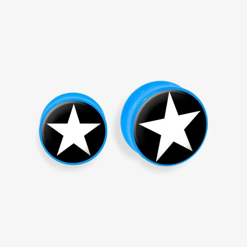 Plug de Acrílico Colorido - Estrela Branca - Acrílico