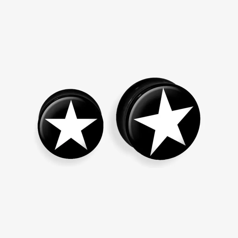 Plug de Acrílico Colorido - Estrela Branca - Acrílico