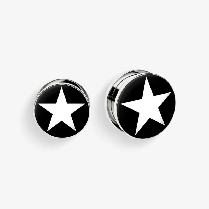 Plug de Aço Cirúrgico com Rosca - Estrela Branca - Aço cirúrgico