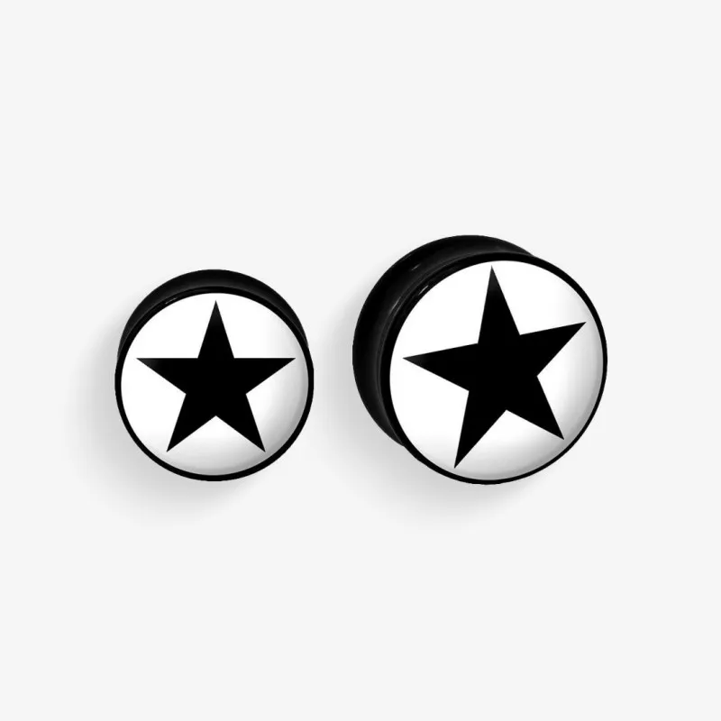 Plug de Acrílico Colorido - Estrela Preta - Acrílico