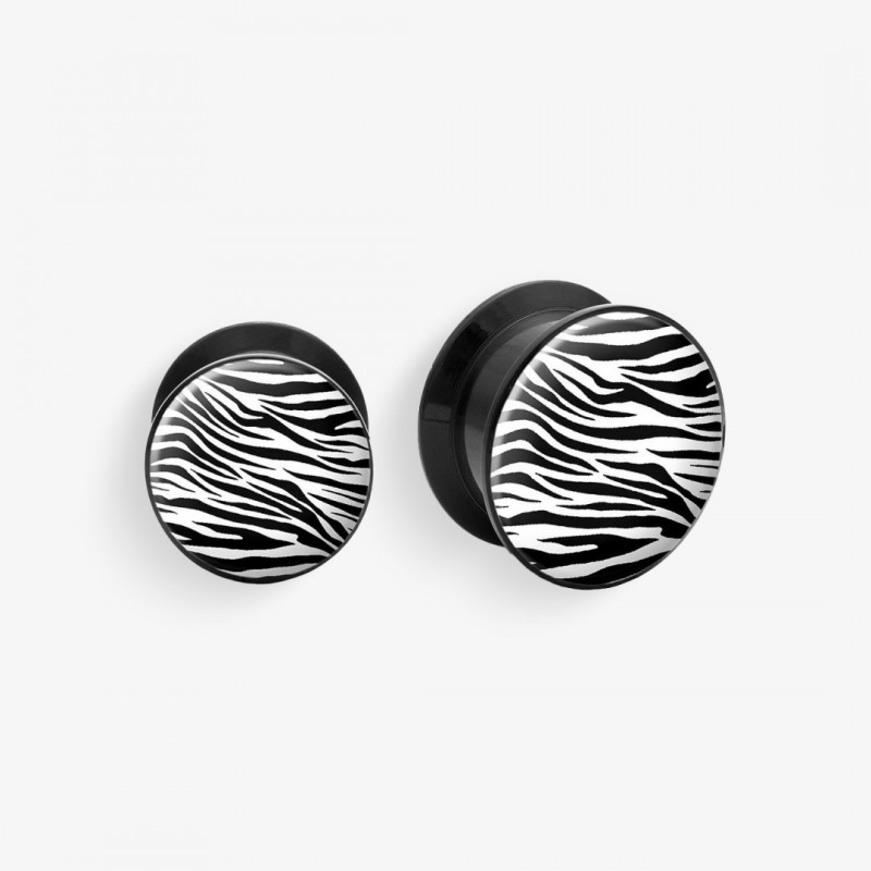Plug de Acrílico com Rosca - Estampa de Zebra - Acrílico