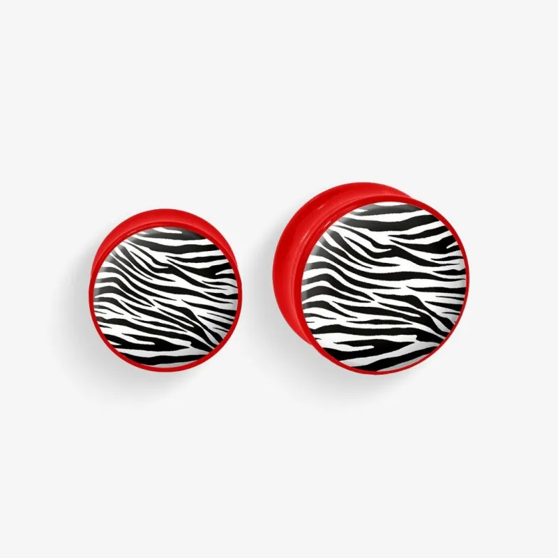 Plug de Acrílico Colorido - Estampa de Zebra - Acrílico
