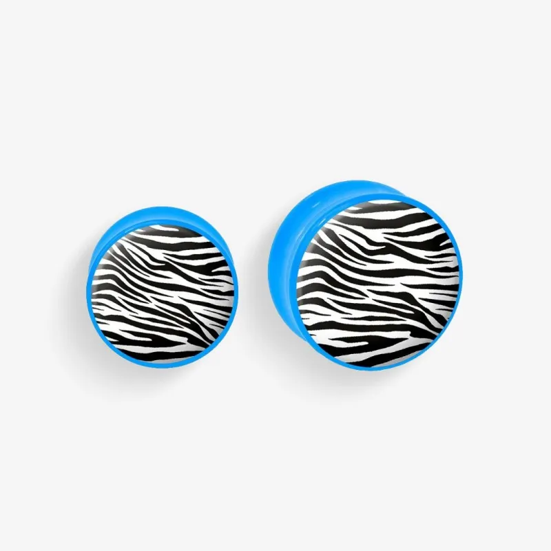 Plug de Acrílico Colorido - Estampa de Zebra - Acrílico