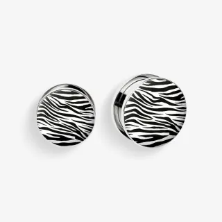 Plug de Aço Cirúrgico com Rosca - Estampa de Zebra - Aço cirúrgico