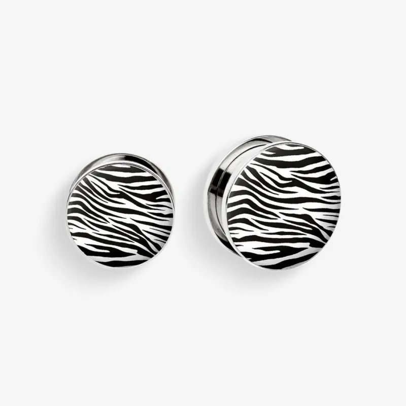 Plug de Aço Cirúrgico com Rosca - Estampa de Zebra - Aço cirúrgico