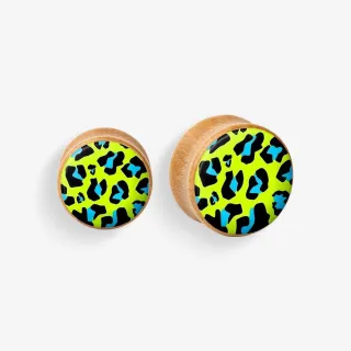 Plug de Madeira - Onça Azul e Verde - Madeira