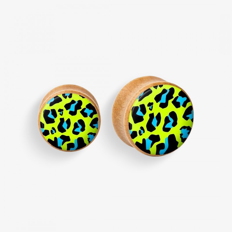 Plug de Madeira - Onça Azul e Verde - Madeira