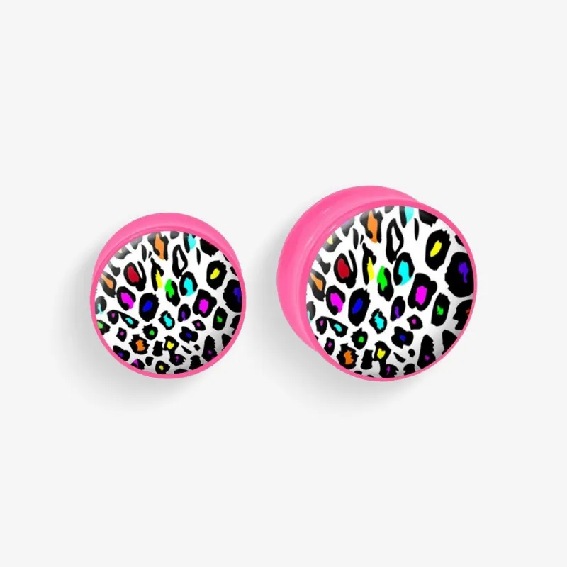 Plug Acrílico Desenho Onça Colorida - Acrílico