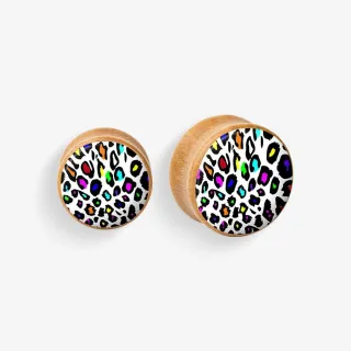 Plug de Madeira - Onça Colorida - Madeira