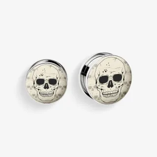 Plug de Aço Cirúrgico com Rosca - Caveira - Aço cirúrgico