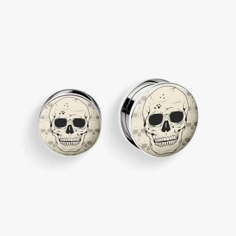 Plug de Aço Cirúrgico com Rosca - Caveira - Aço cirúrgico