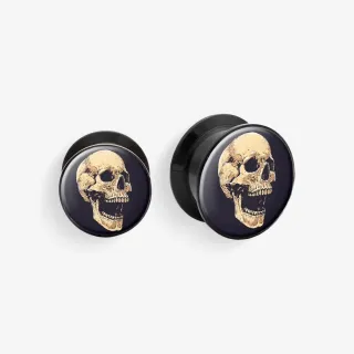 Plug de Acrílico com Rosca - Caveira Vintage - Acrílico