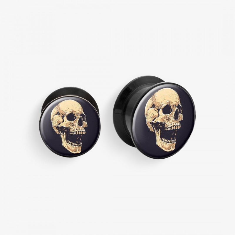 Plug de Acrílico com Rosca - Caveira Vintage - Acrílico