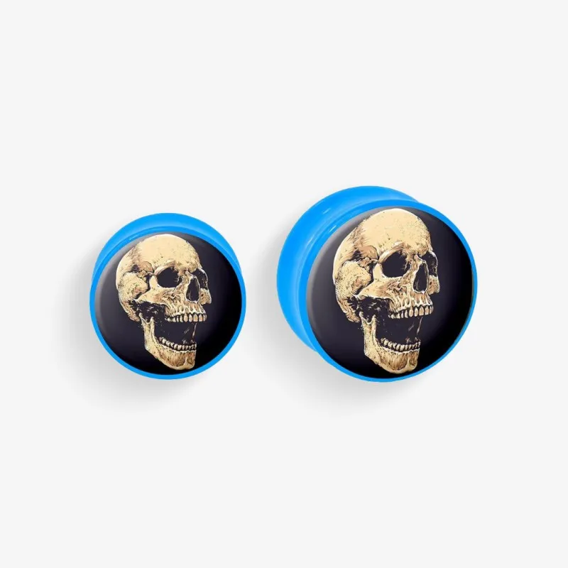 Plug de Acrílico Colorido - Caveira Vintage - Acrílico