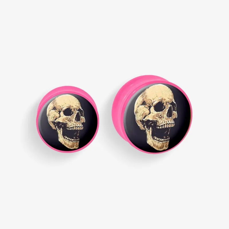 Plug de Acrílico Colorido - Caveira Vintage - Acrílico