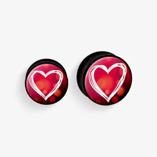 Plug de Acrílico Colorido - Coração Rabiscado - Acrílico