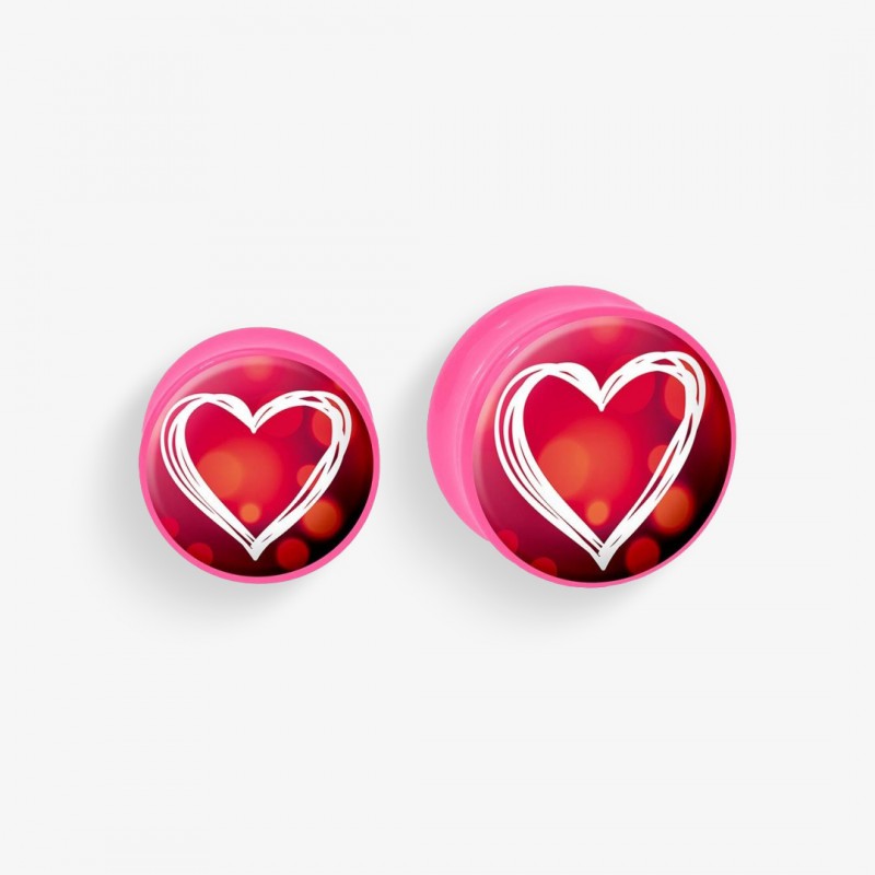 Plug de Acrílico Colorido - Coração Rabiscado - Acrílico